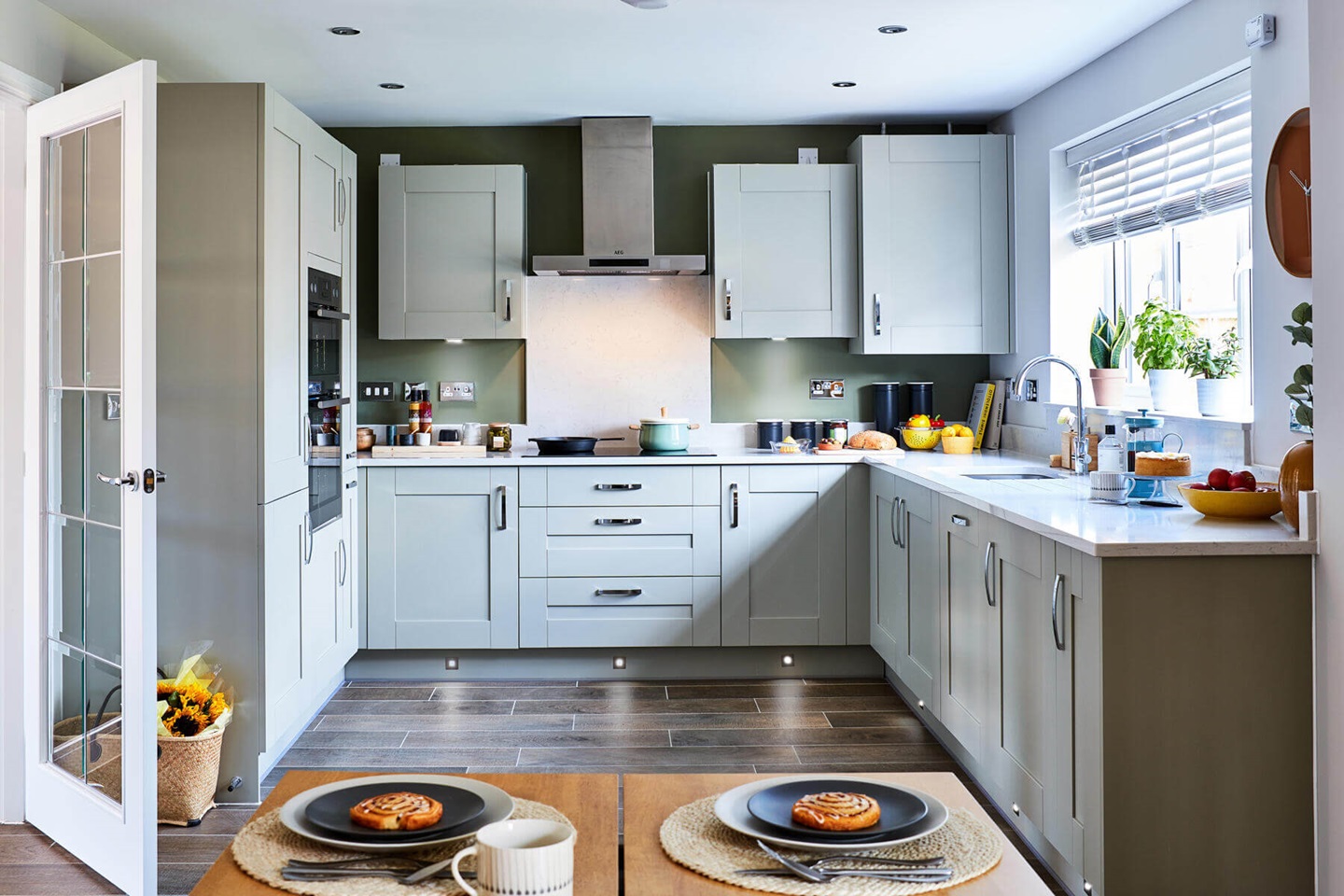 Kitchen and dining area of the Manford at Perrybrook