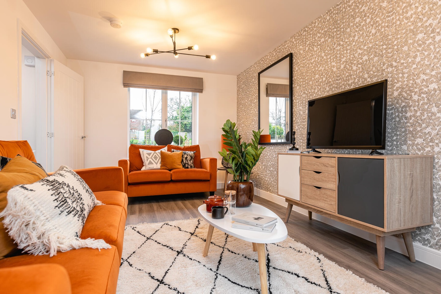 Lounge with 2 sofas and TV