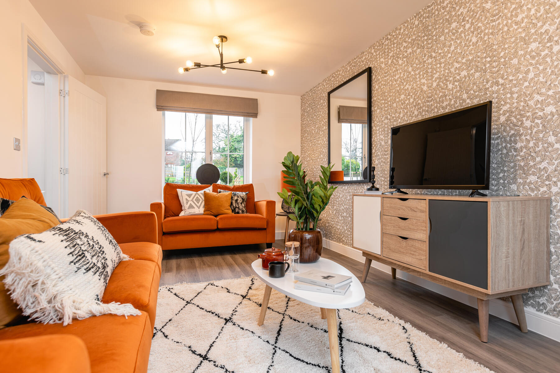 Lounge with 2 sofas and TV