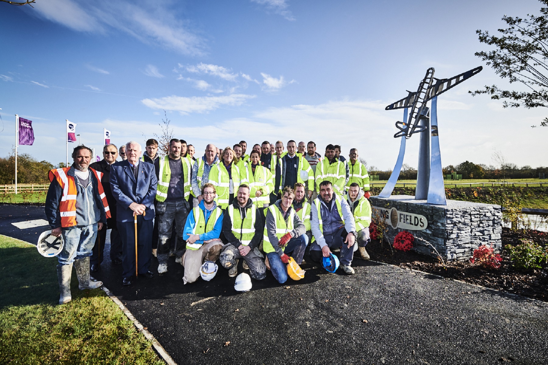 Flying Fields - Statue site team