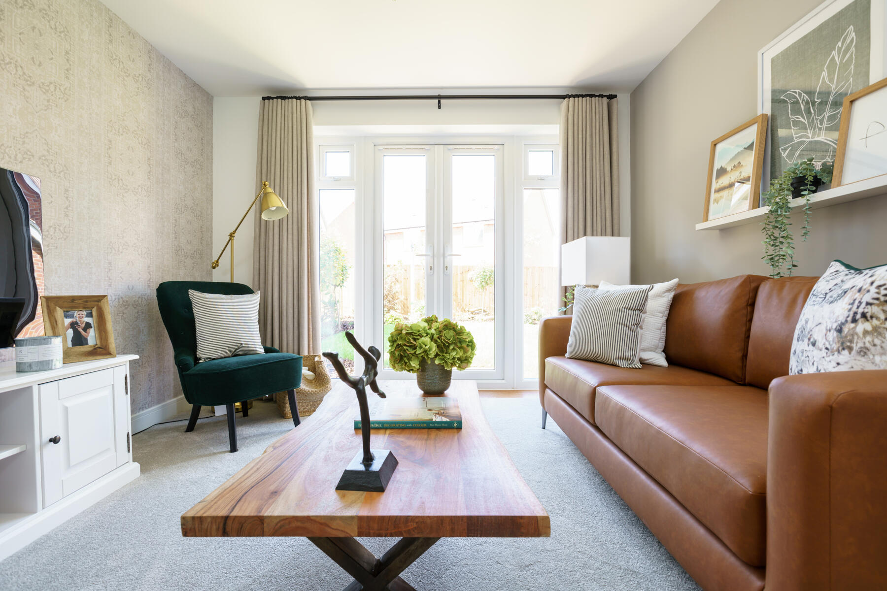 French doors open up to the garden, ideal when entertaining