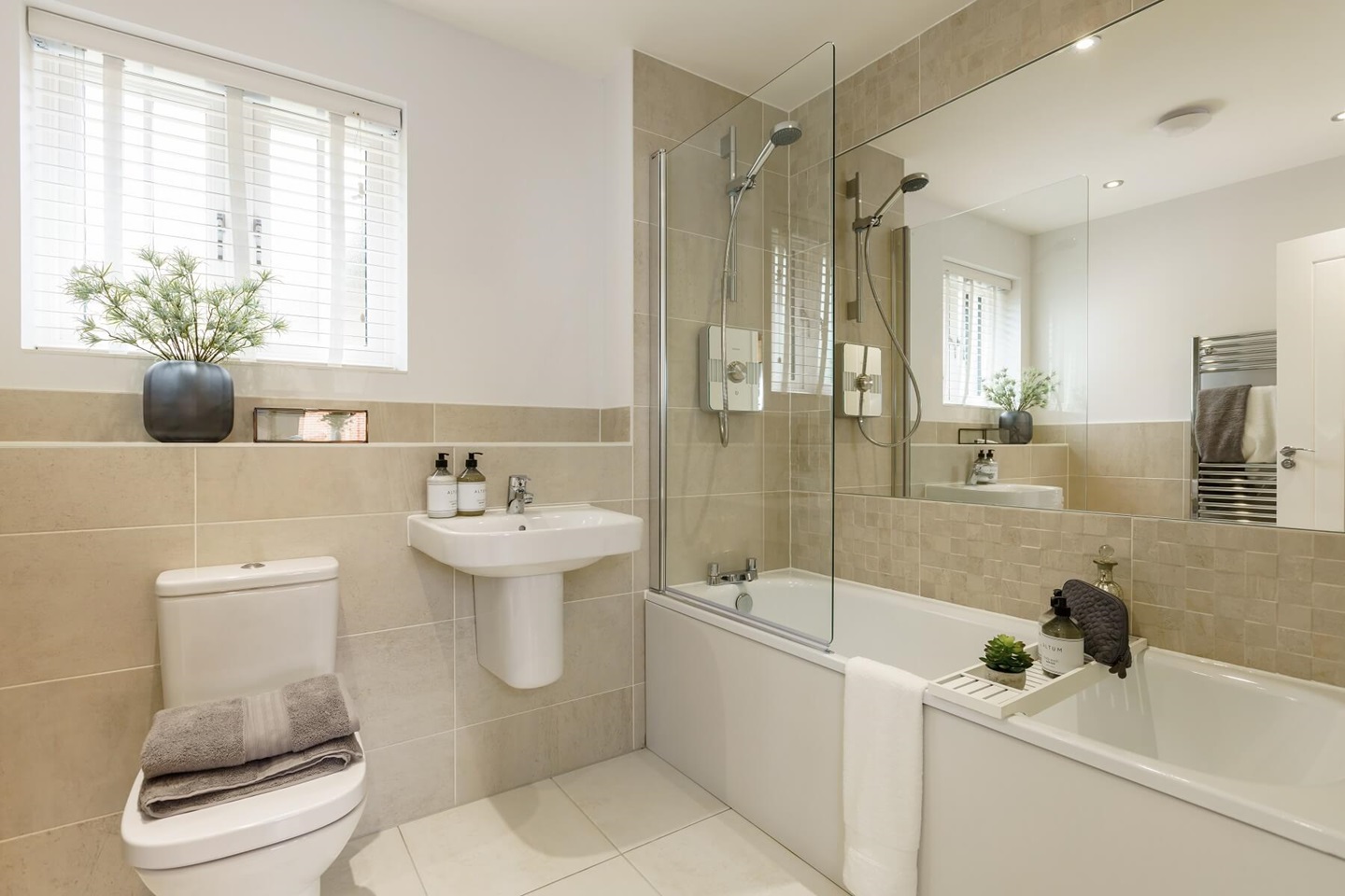 A main bathroom with high quality fixtures and fittings