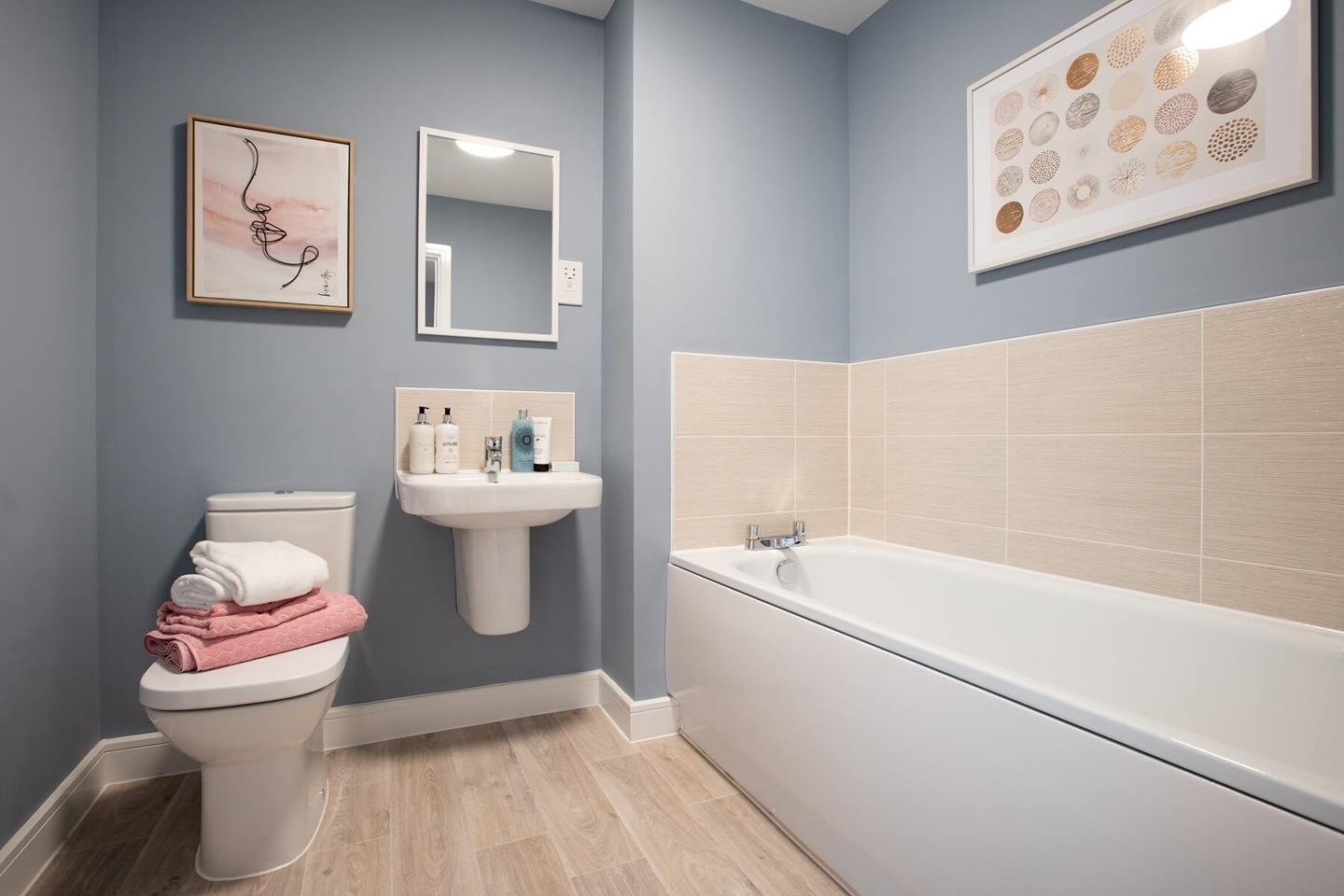 A main bathroom with high quality fixtures and fittings