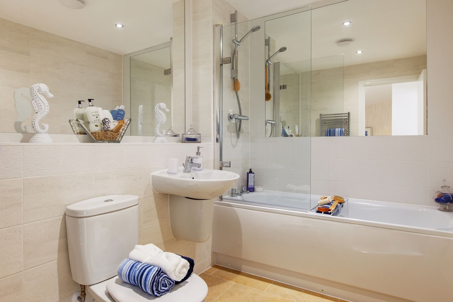 A main bathroom with high quality fixtures and fittings