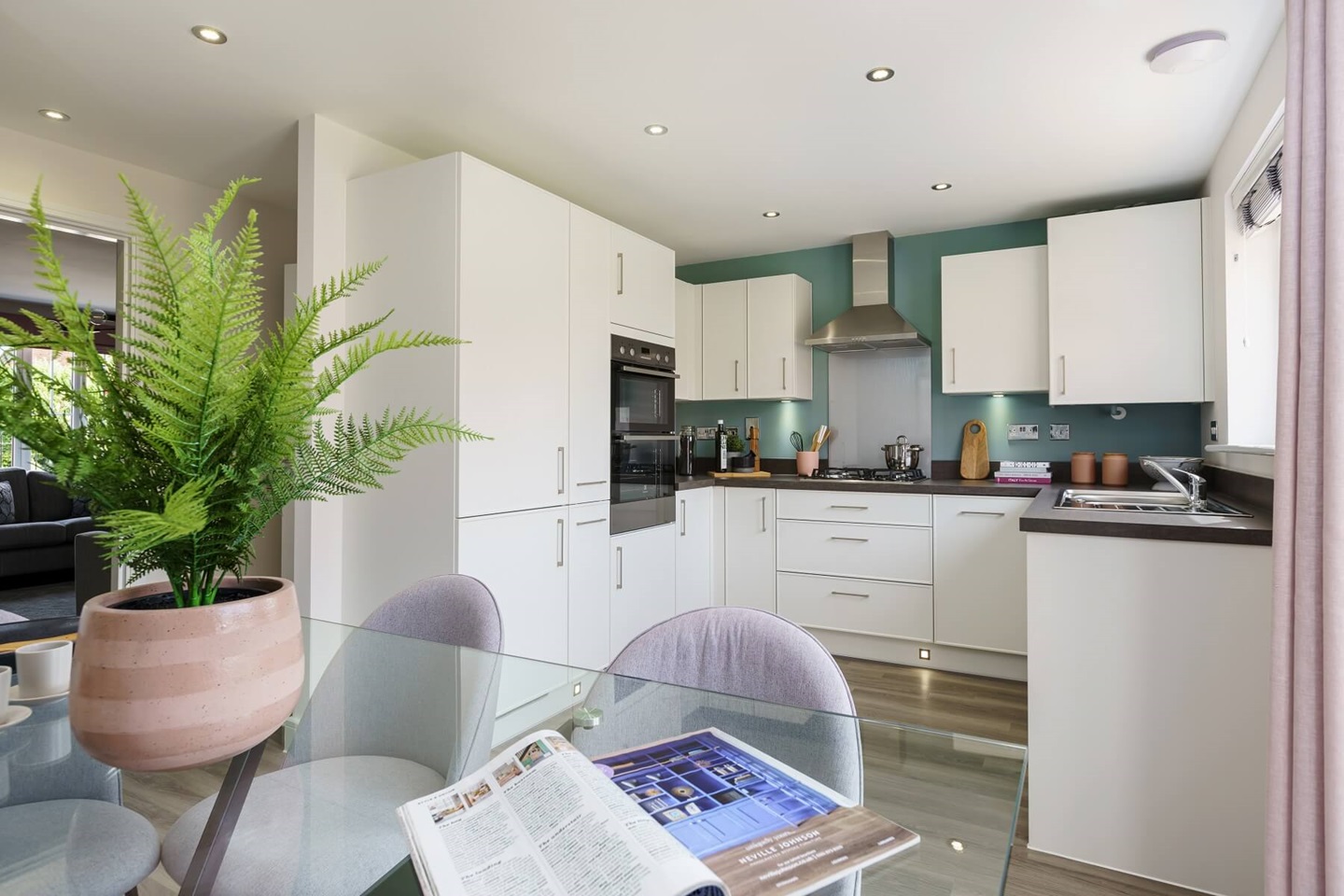 The kitchen/dining area is perfect for hosting a dinner party