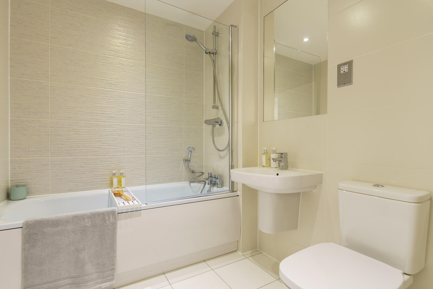 A main bathroom with high quality fixtures and fittings