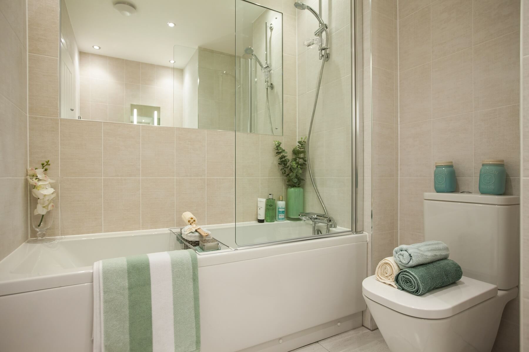 A main bathroom with high quality fixtures and fittings