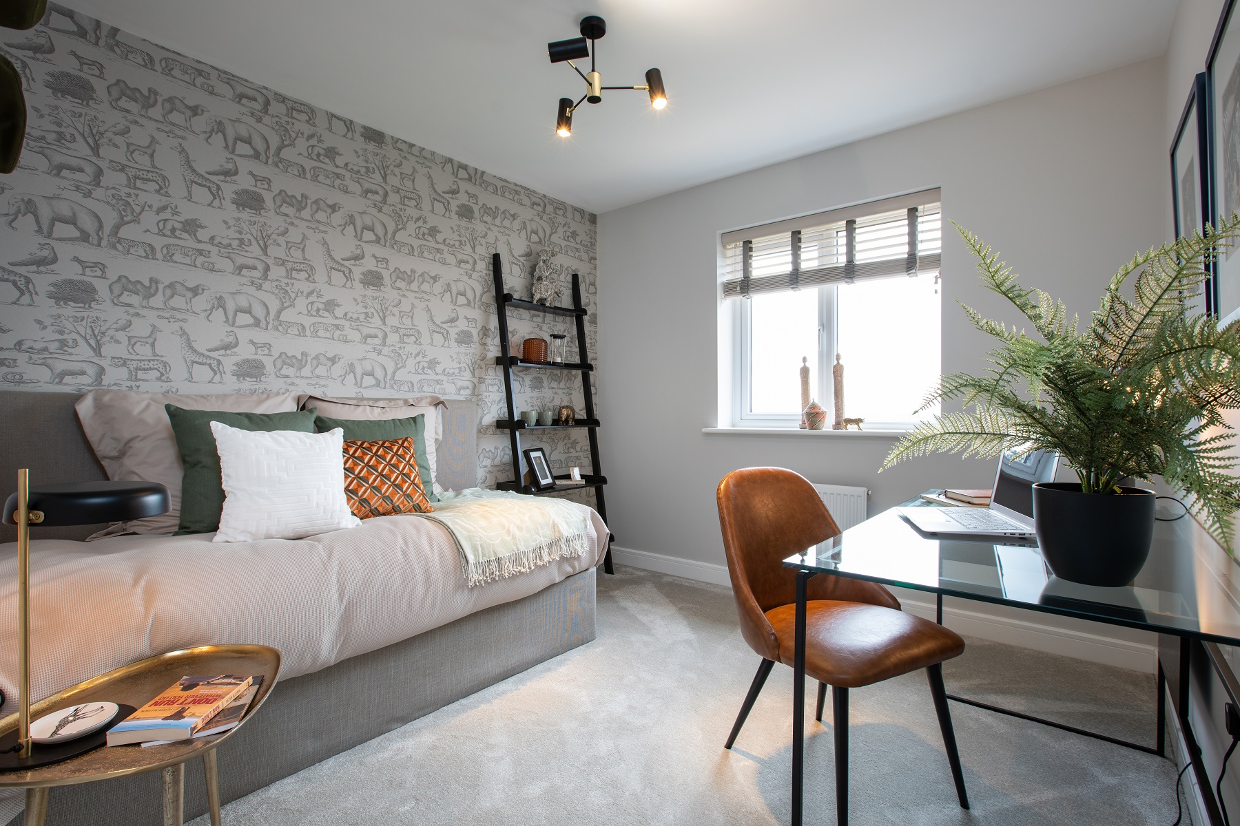 The fifth bedroom is well-suited to a child or home office