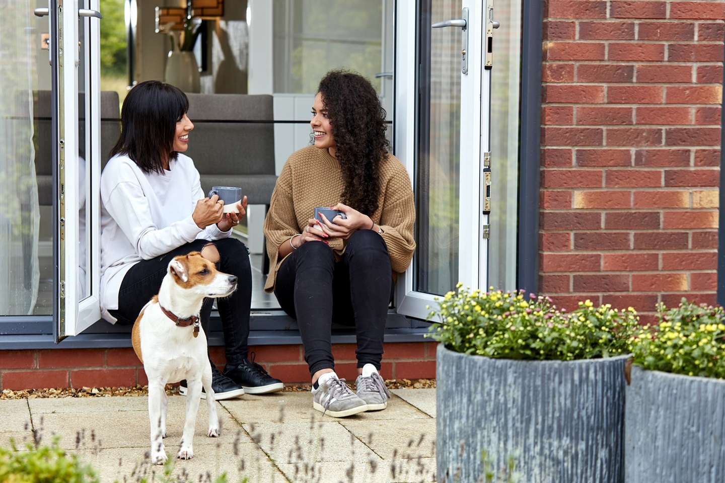Ladies sat at double doors