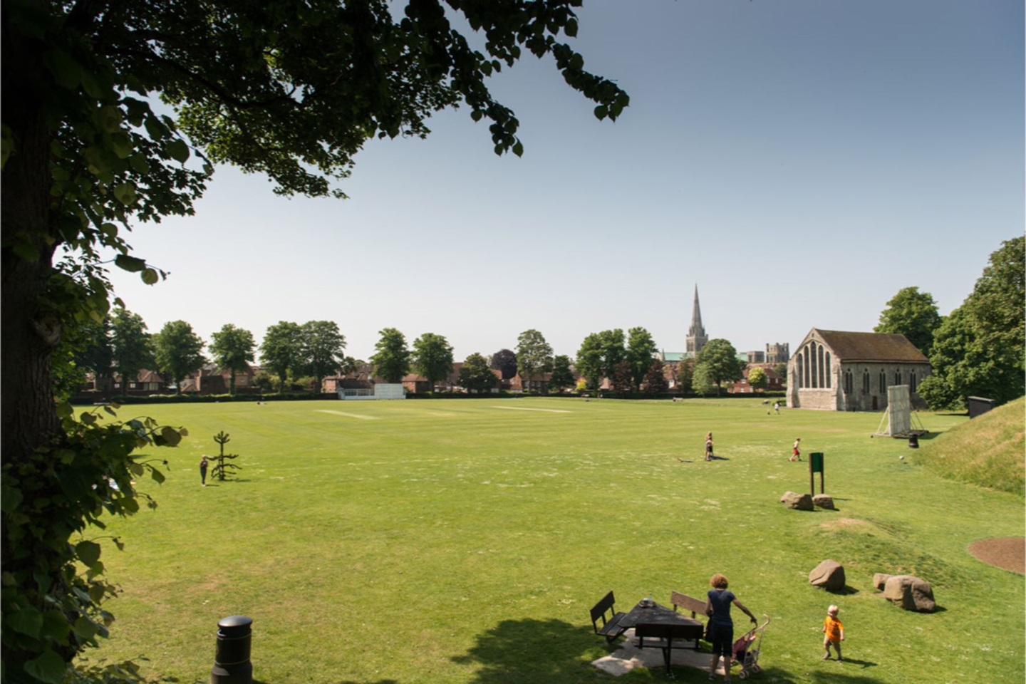 Chichester field with church in background
