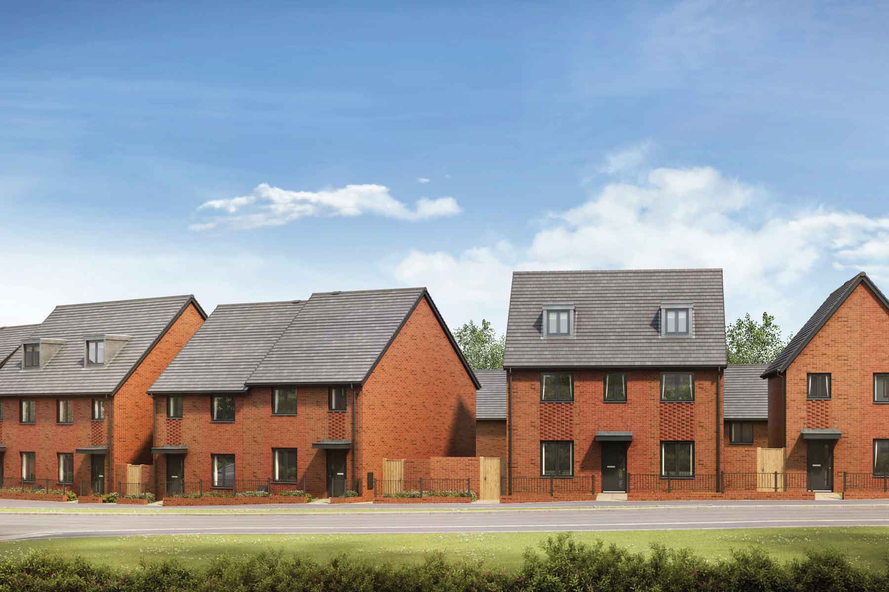 Artist's impression of a typical street scene at Woodlands Chase