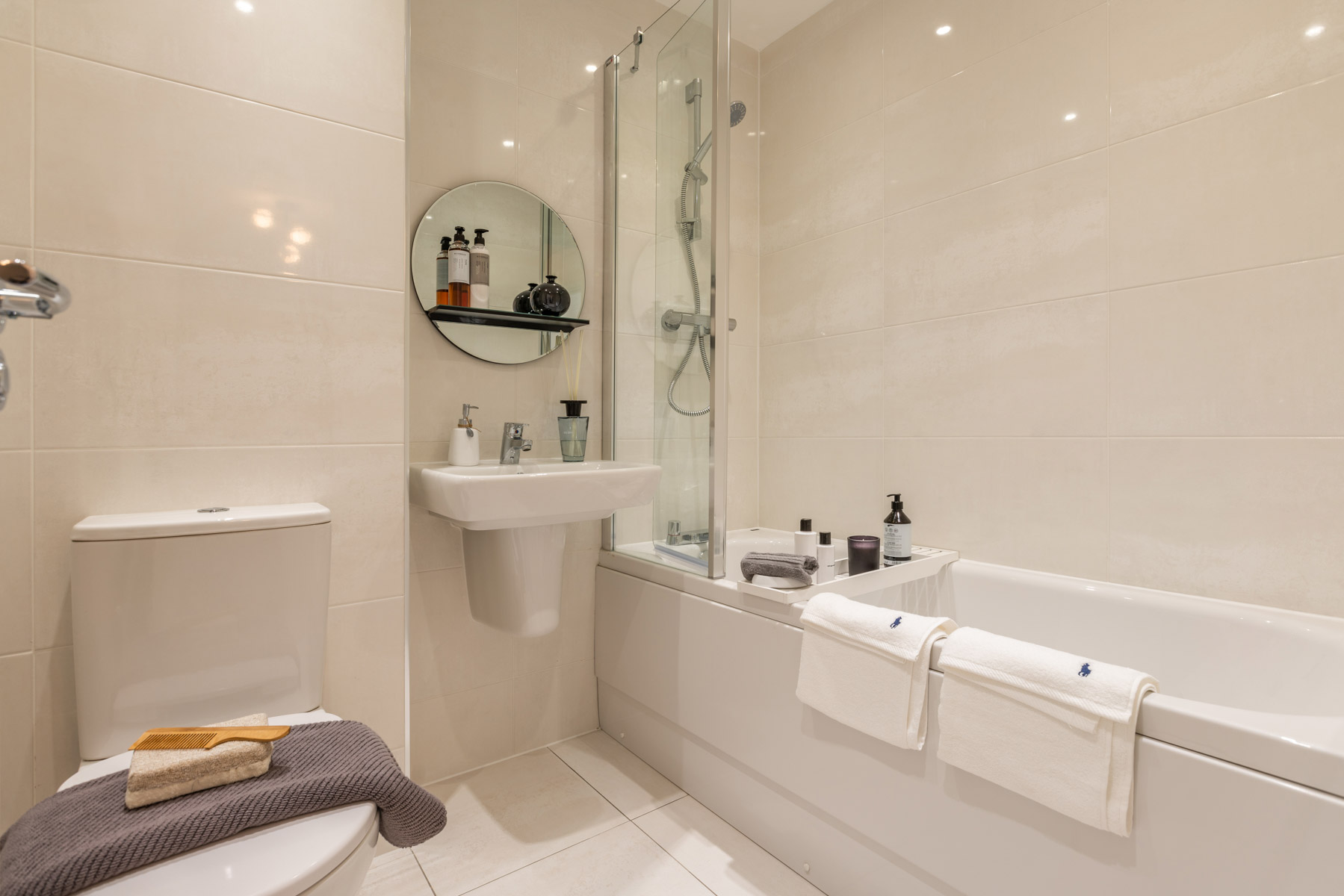 Family bathroom with optional shower over bath