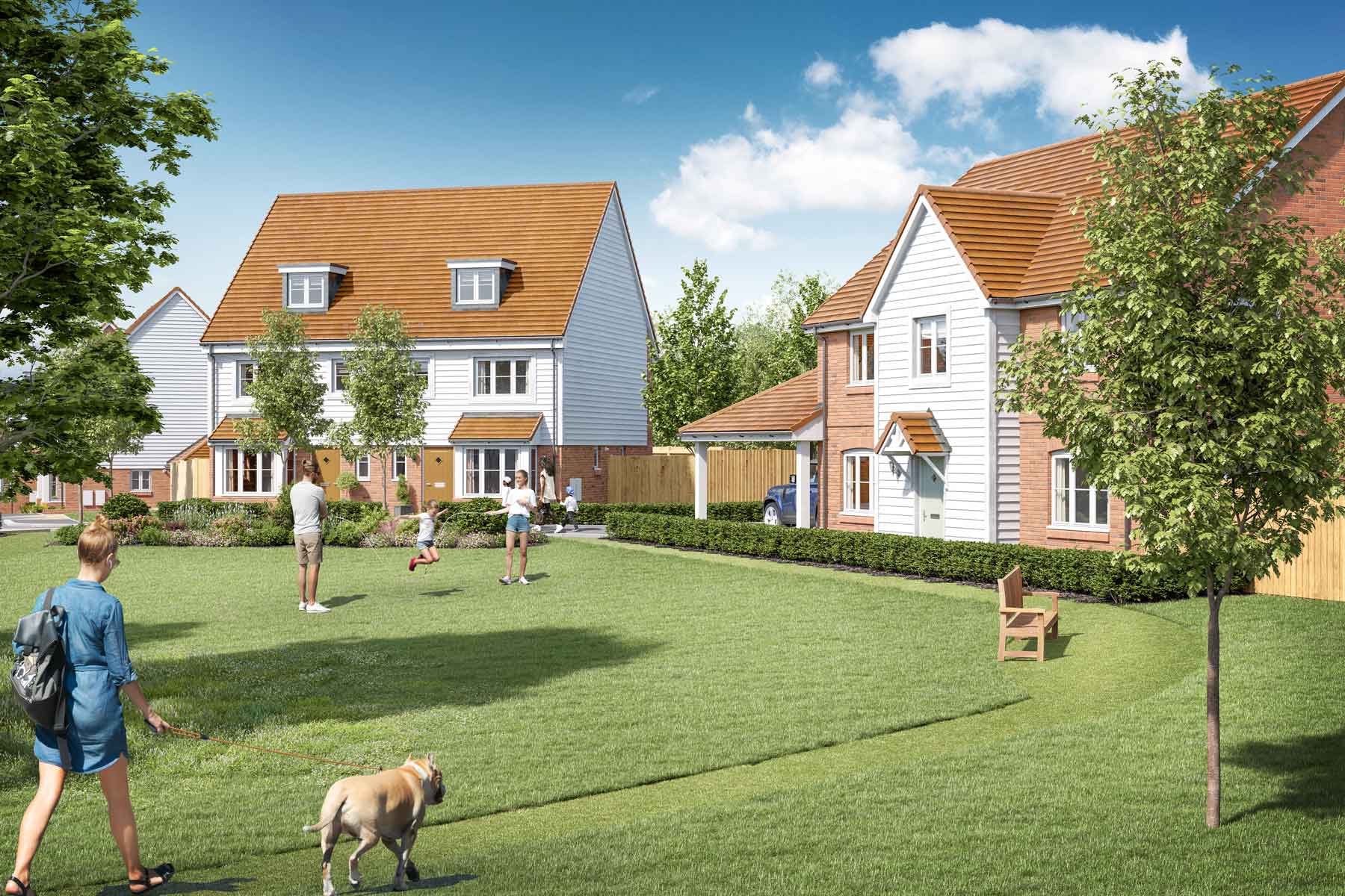 Artist impression of a the green space at Coppid View