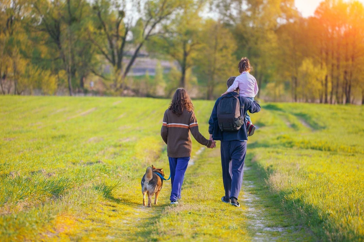 Family walking in the countryside