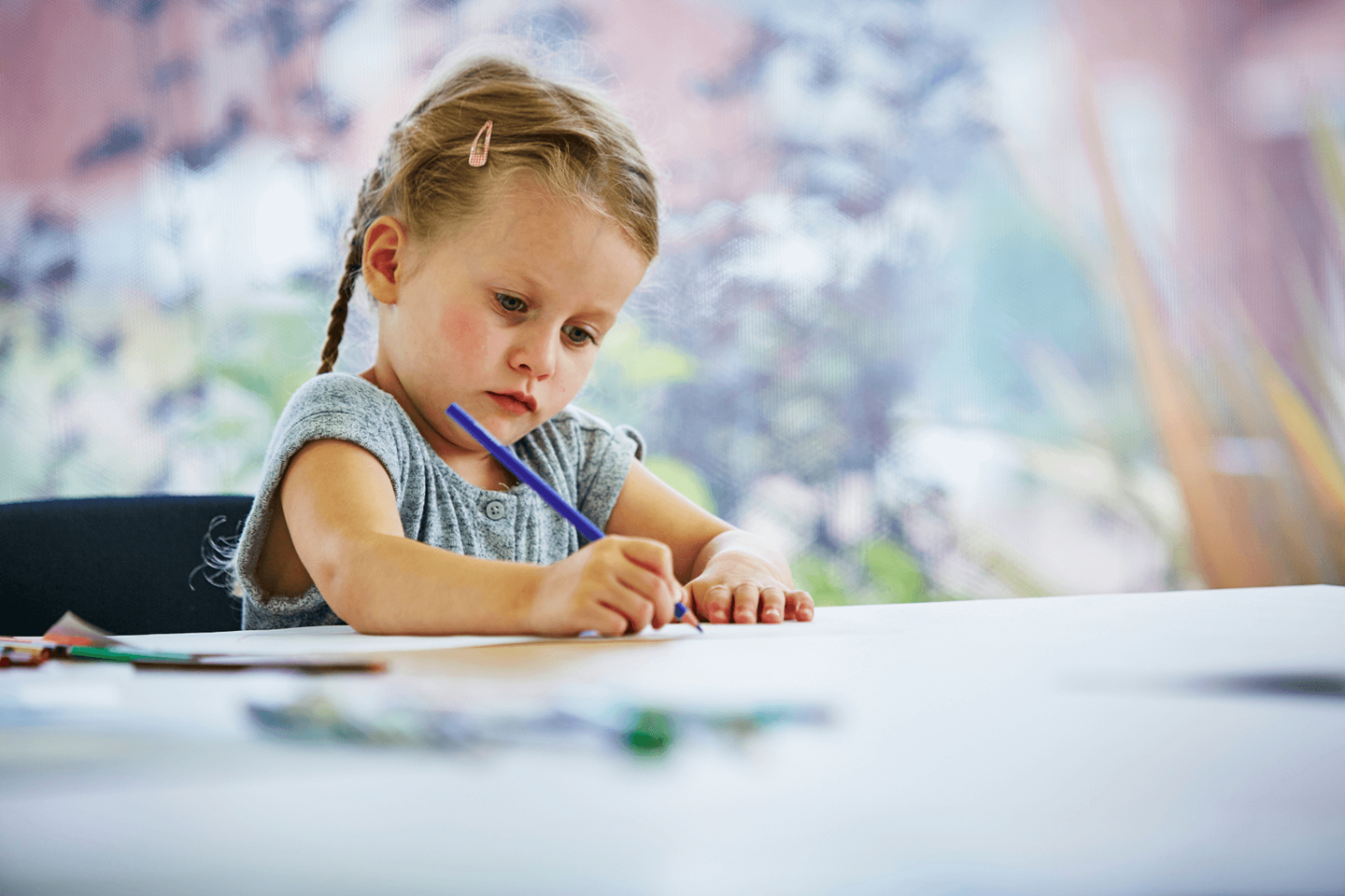 Young girl colouring