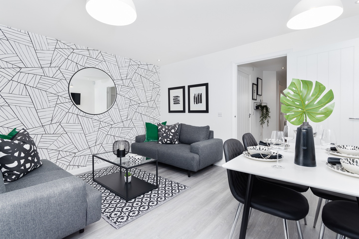 The lounge dining area of the Andrew home