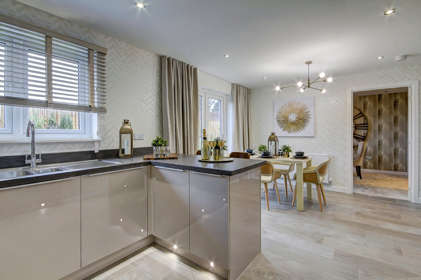 The kitchen breakfast area in the Wallace home