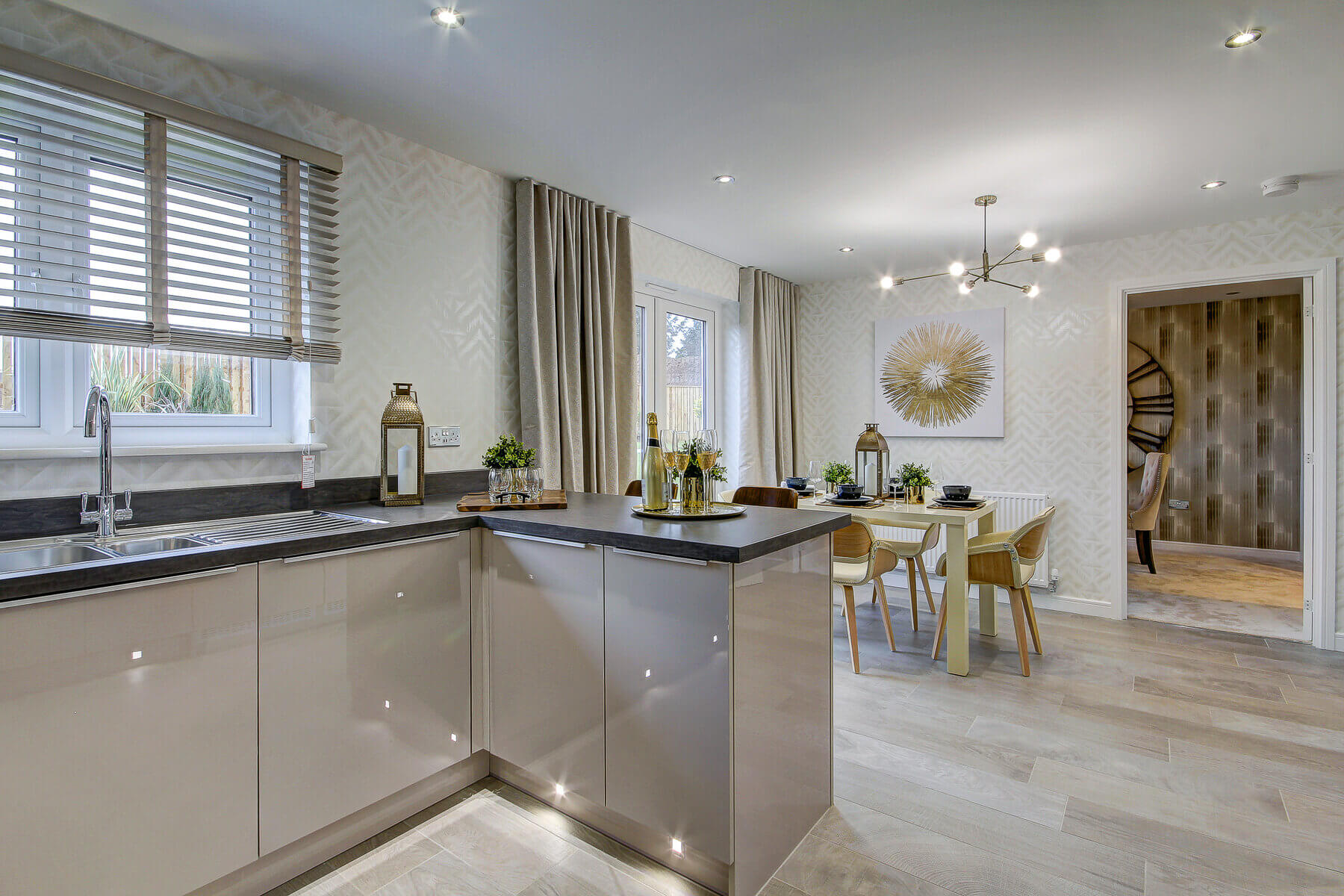 The kitchen breakfast area in the Wallace home