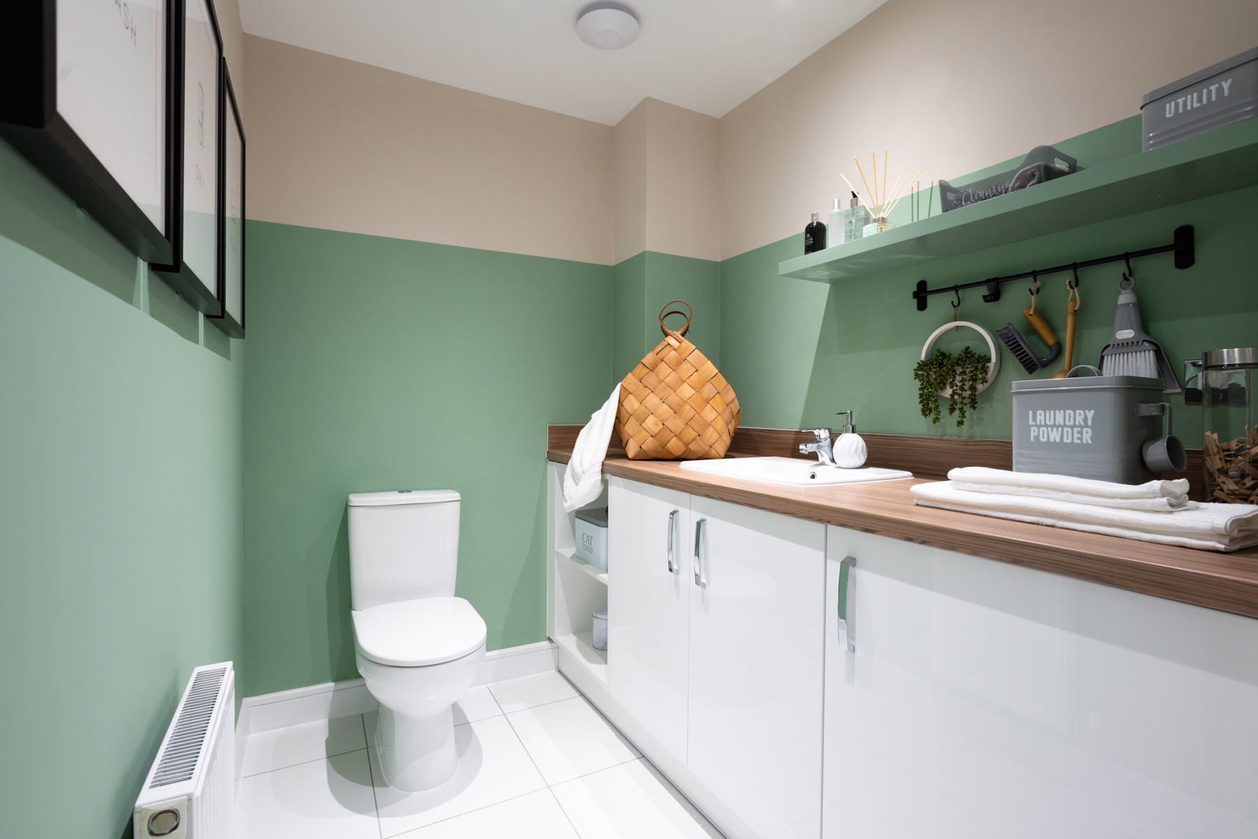 Combined downstairs toilet and laundry room