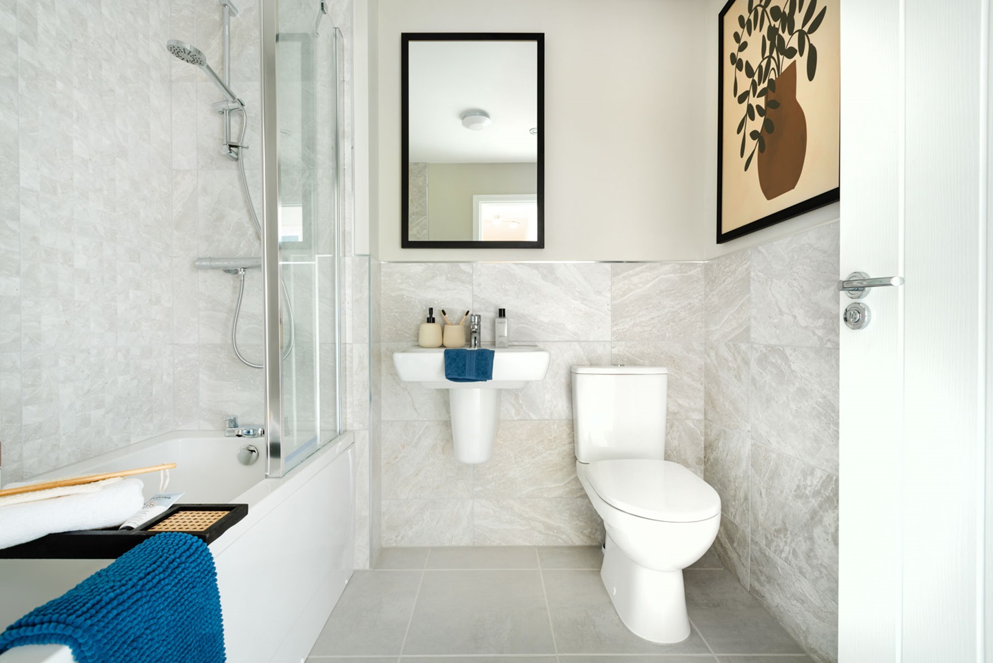 Choose from a range of tiles to personalise the main bathroom