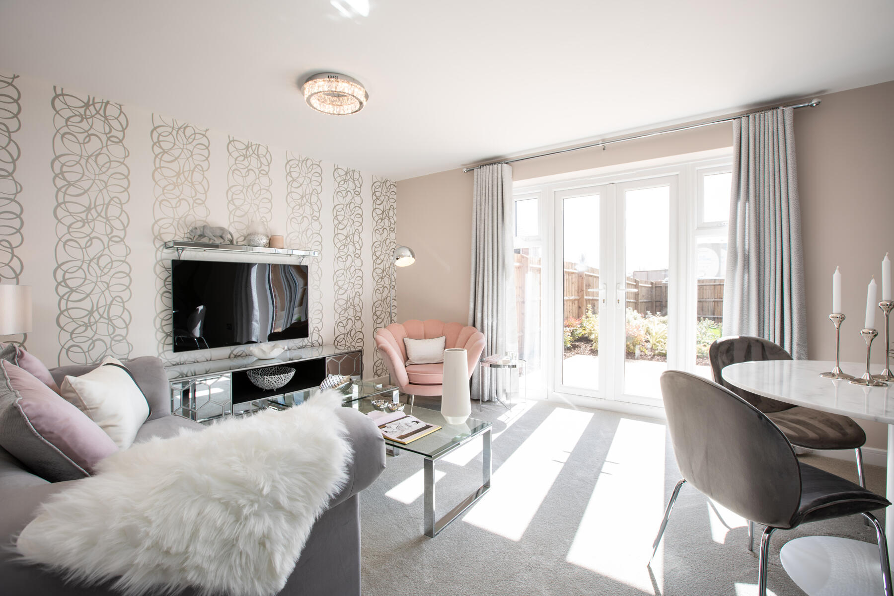 Double doors lead from the lounge out to the garden