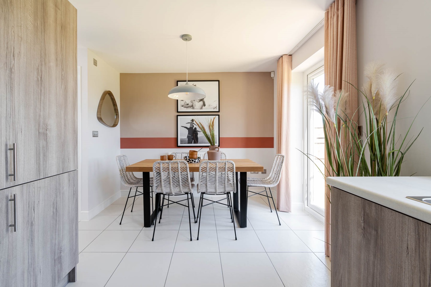 Double doors lead out to the garden from the dining area