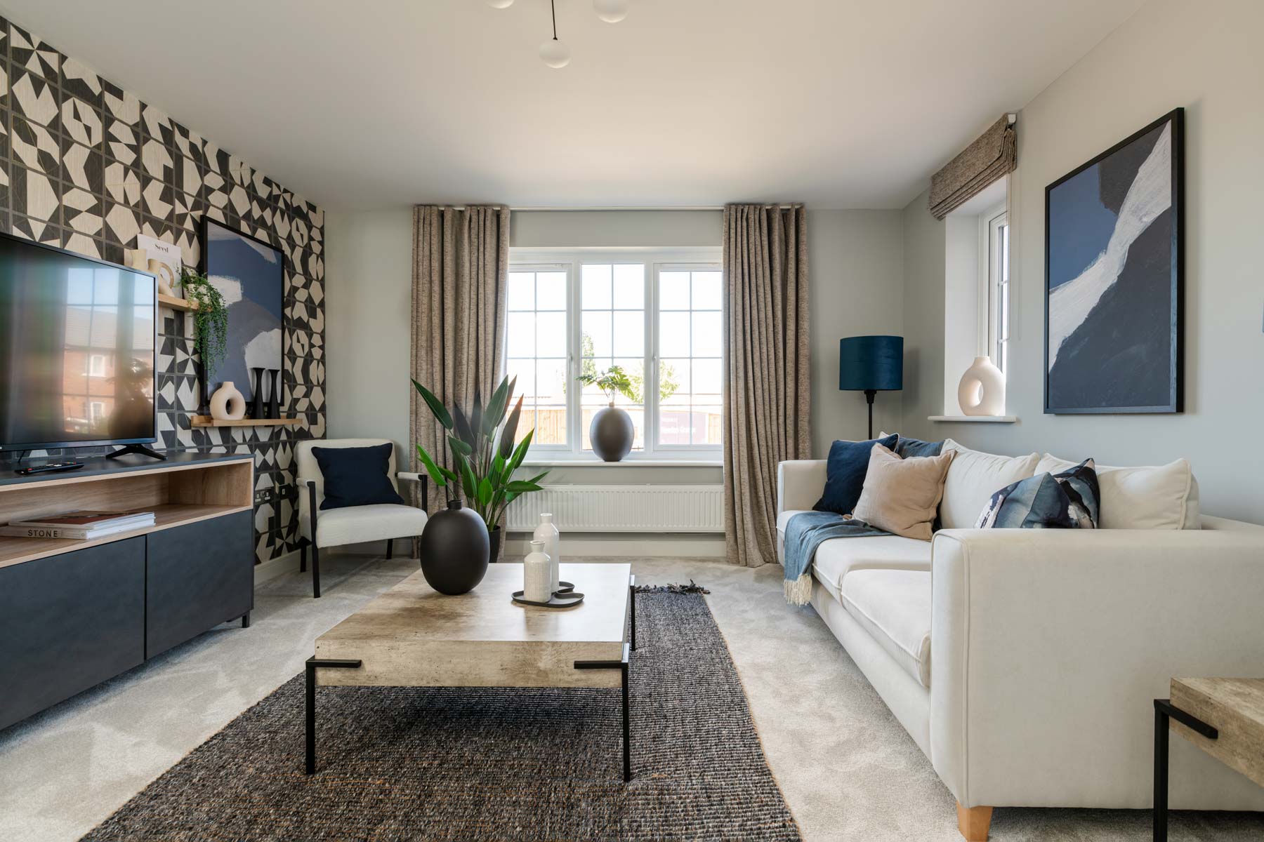 The lounge overlooks the front of the home