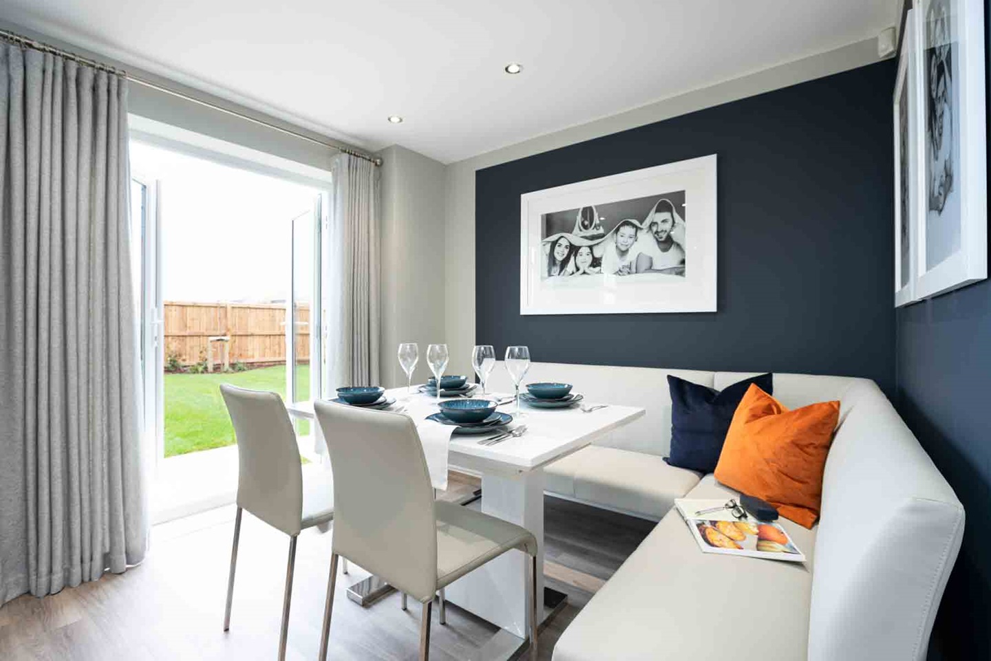Views onto the garden from the dining table