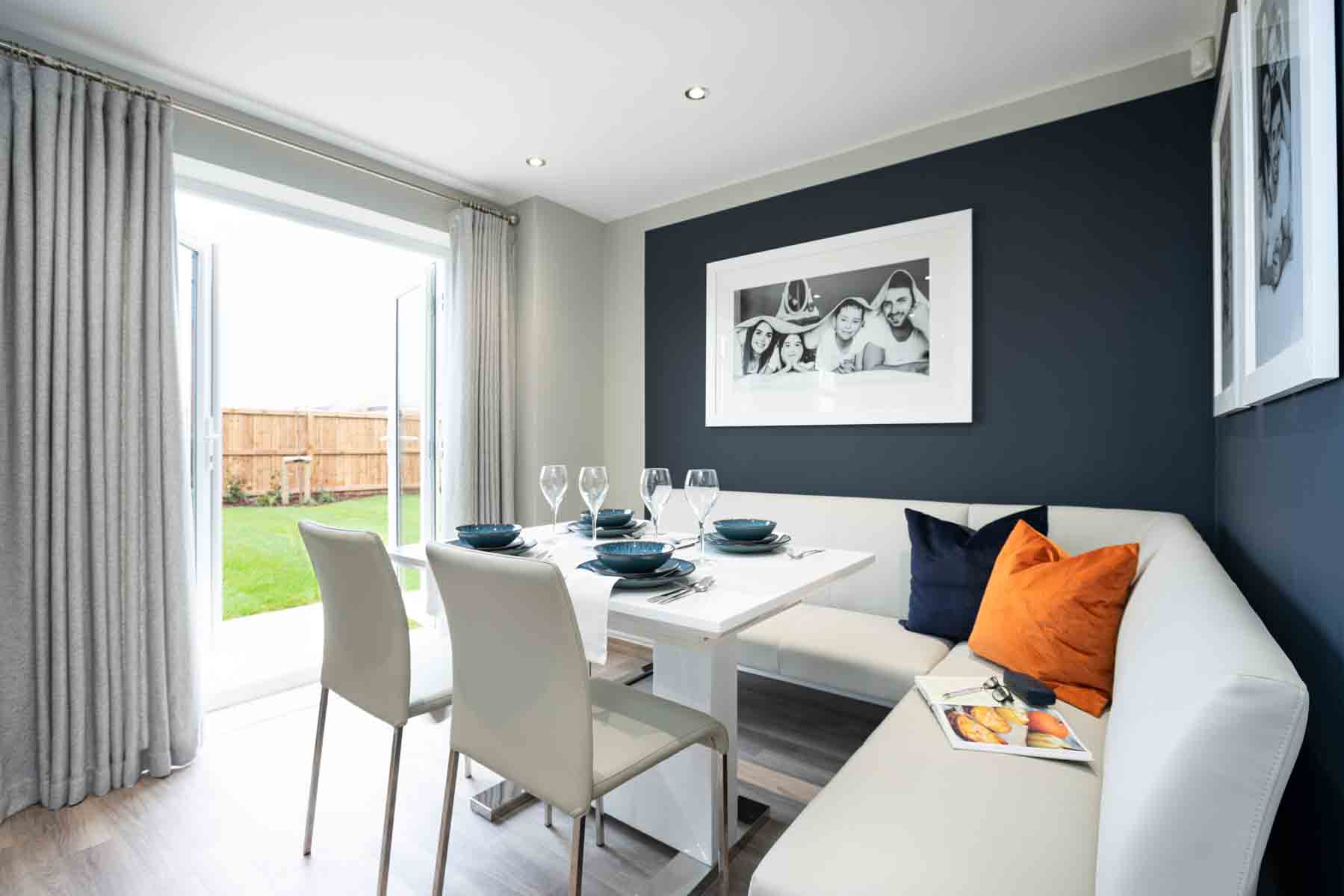 Views onto the garden from the dining table