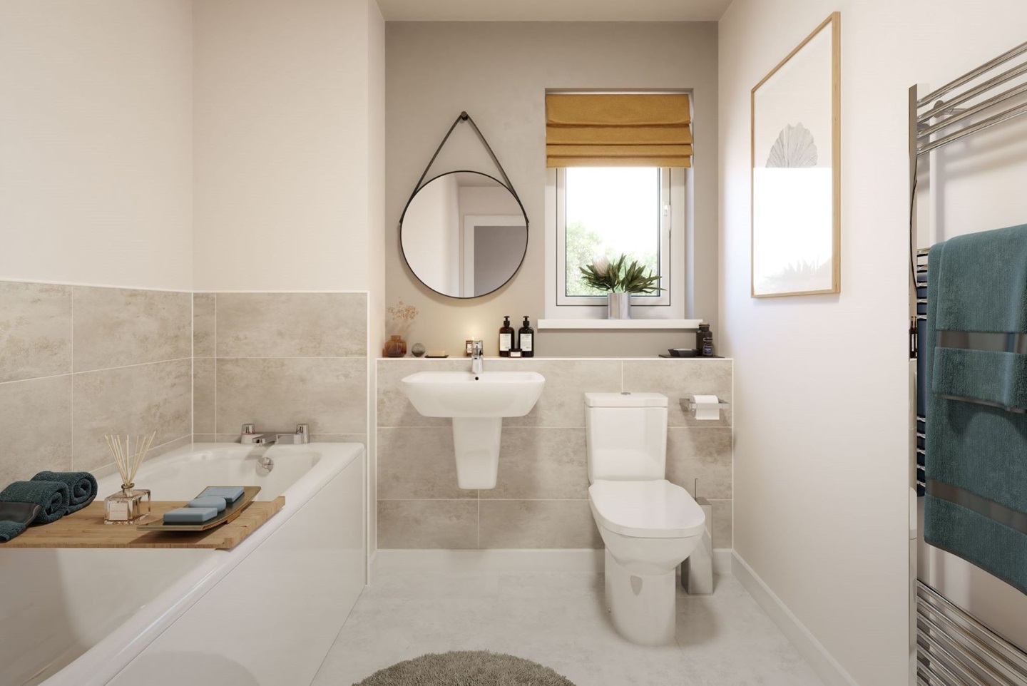 Choose from a range of tiles to personalise the bathroom