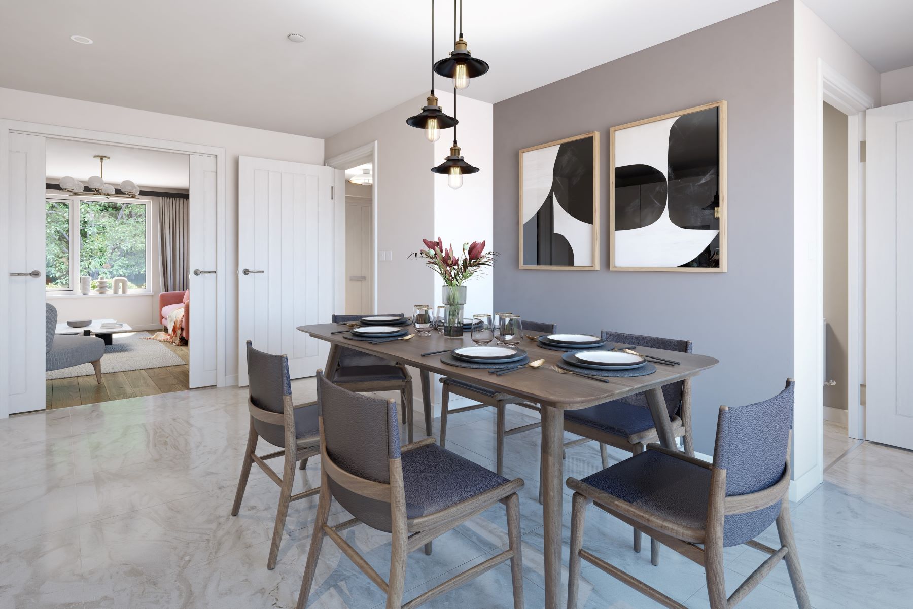 A social dining area flows through to the lounge