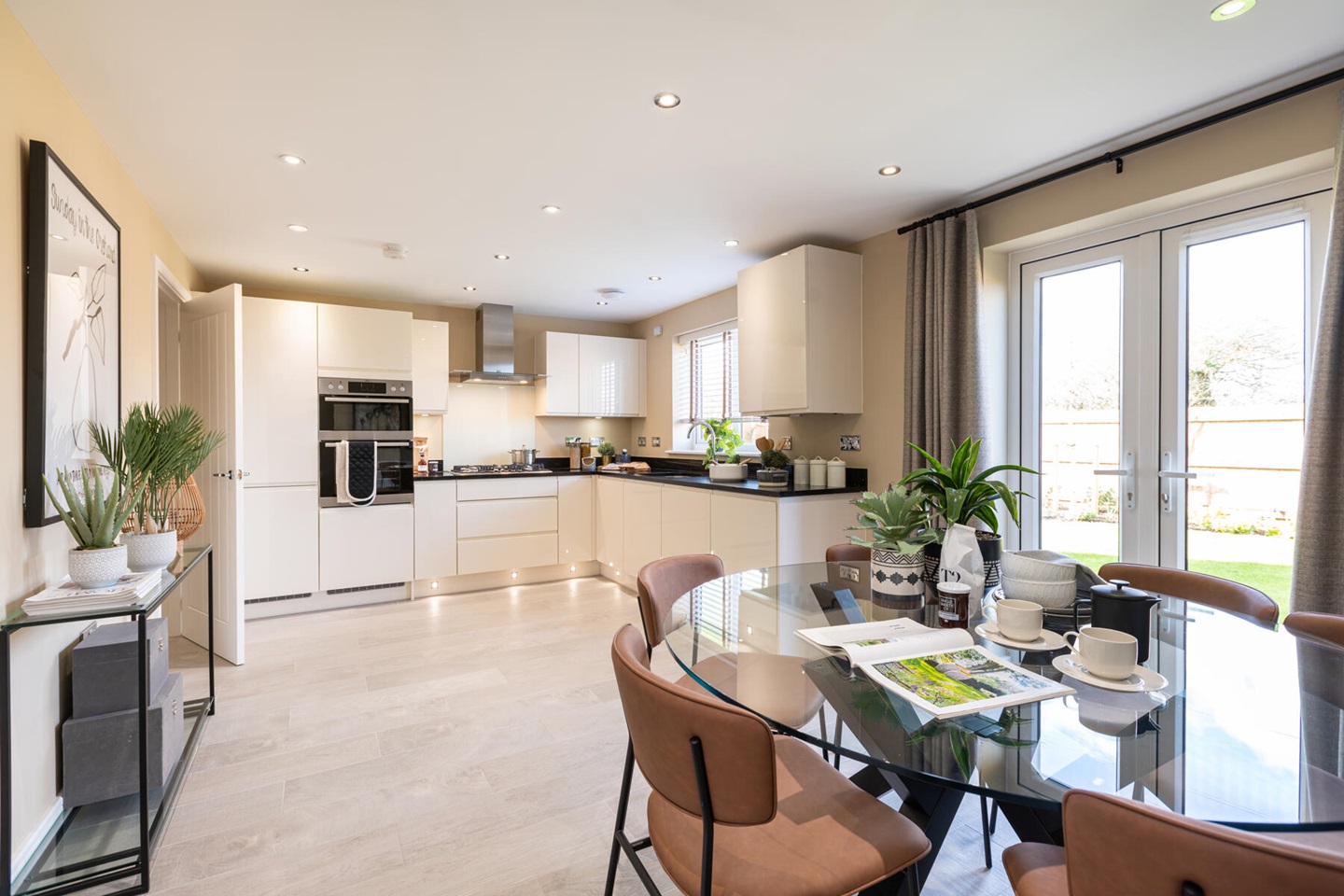 An open-plan and sociable kitchen dining room