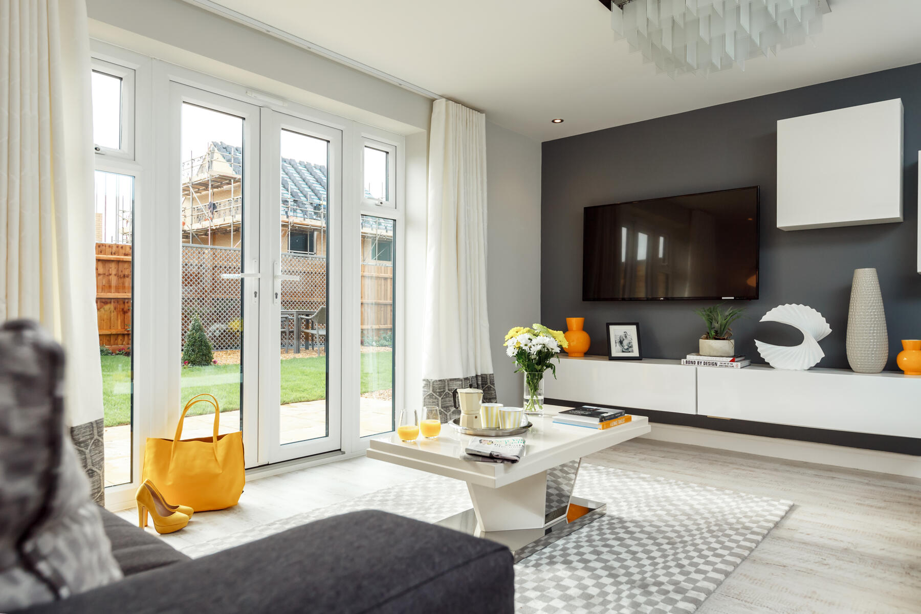 Double doors lead out from the lounge to the garden
