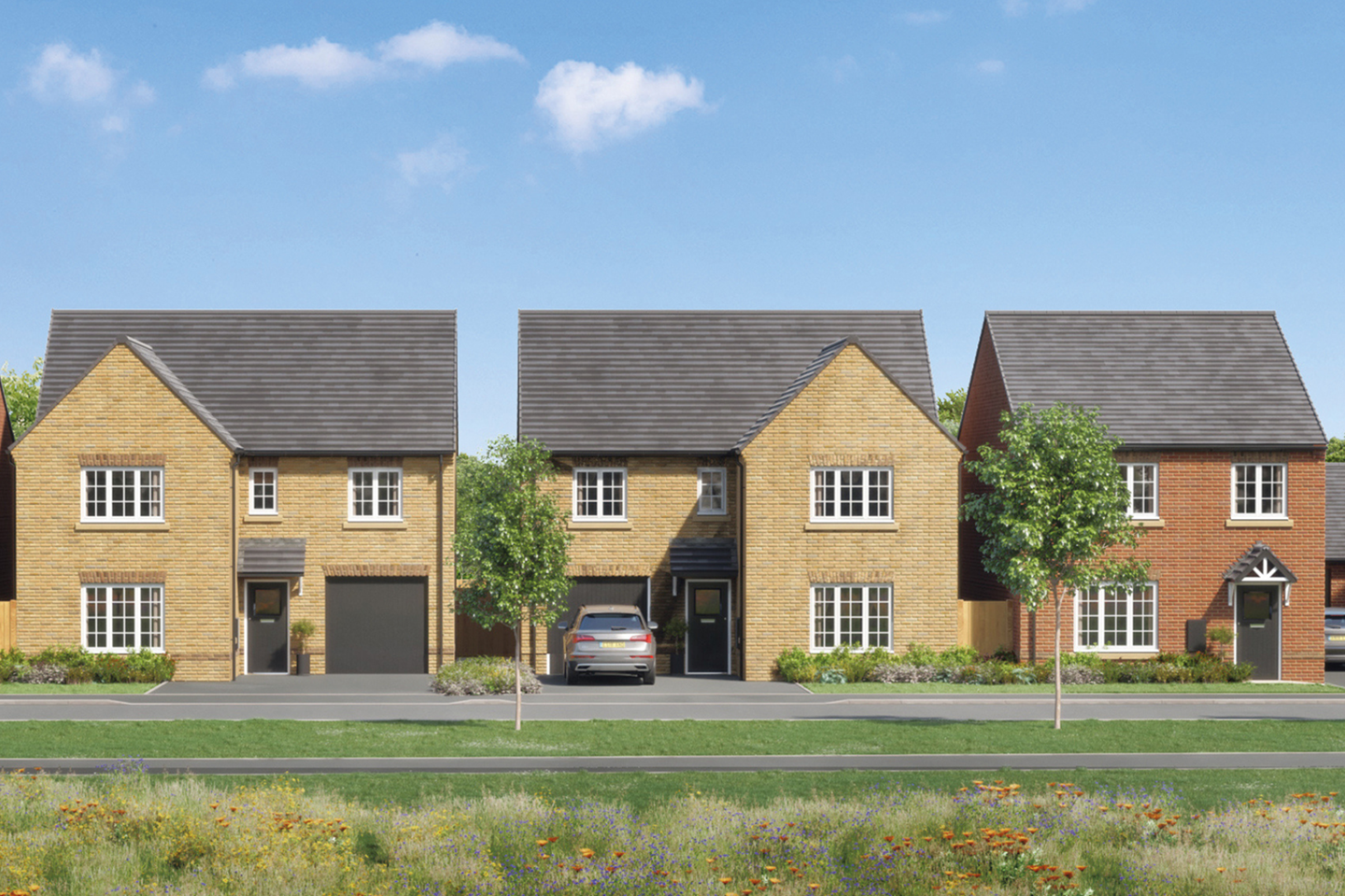 Artists impression of a street scene at Wheatley Hall Mews