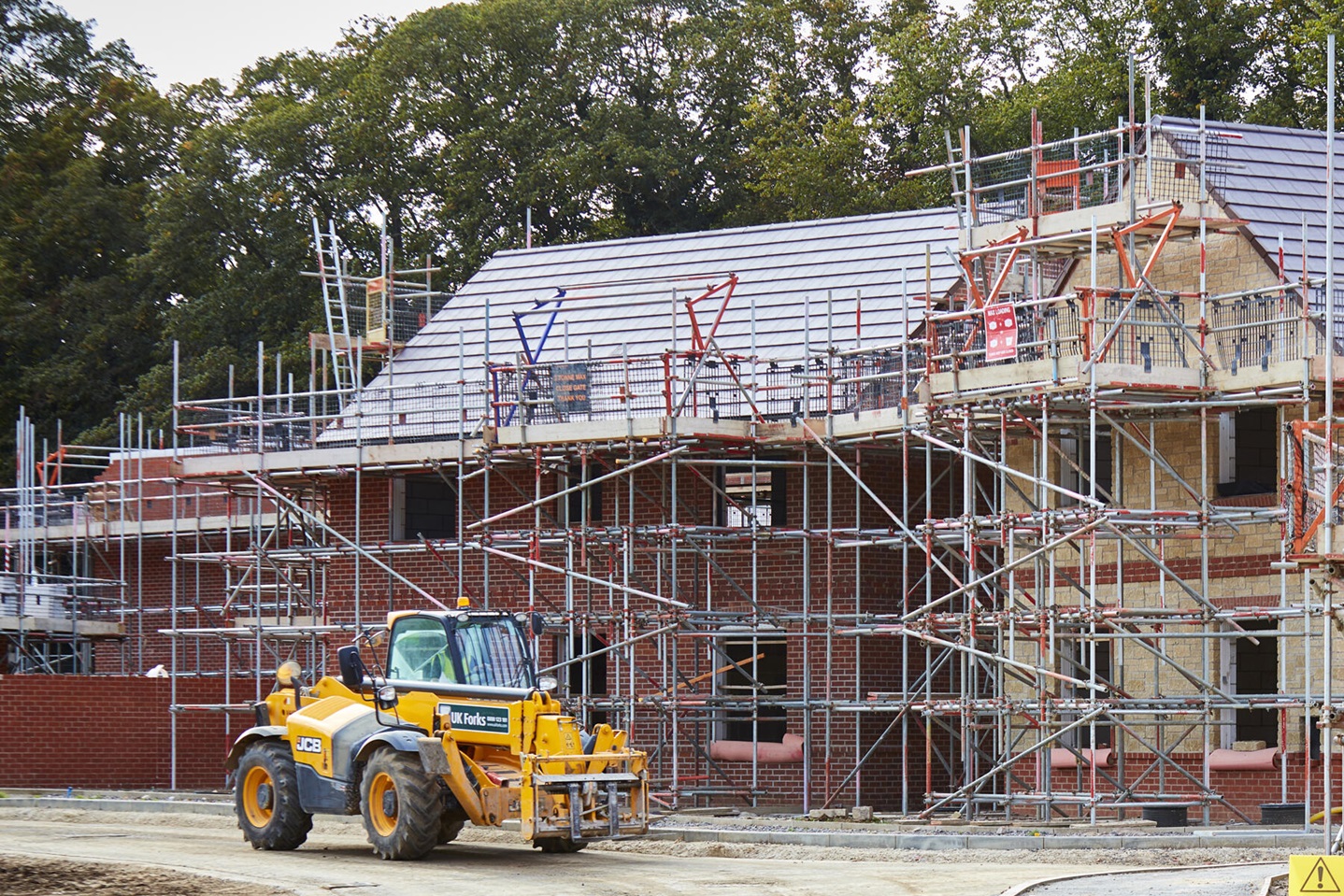 Construction work with digger